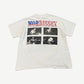 Vintage Morrissey tee back with American flag MORRISSEY logo and four black and white live performance photos.