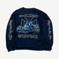 Vintage West Coast Choppers navy longsleeve back view with large blue flame motorcycle print