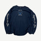 Vintage navy West Coast Choppers longsleeve front view with blue flame motorcycle iron cross graphic