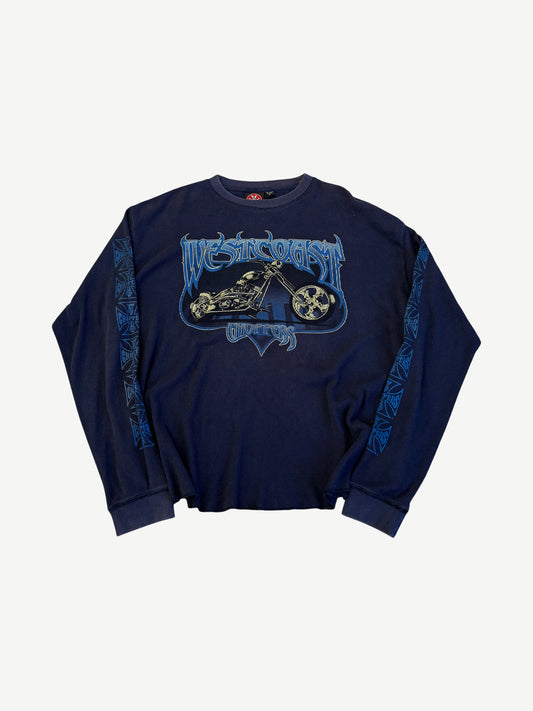 Vintage Navy West Coast Choppers Motorcycle Thermal Longsleeve