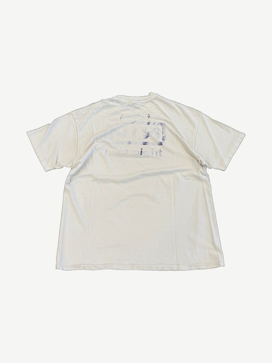 Vintage Nine Inch Nails Downward Spiral tee back view in white with faded reverse print bleed through.