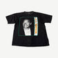 Vintage O.J. Simpson black tee with green-bordered portrait print and orange vertical name text