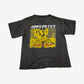 Vintage Offspring Smash album tee in faded black with yellow figure cover art print and distressed hem
