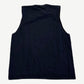 Back of vintage Ozzy Osbourne Ozzfest black sleeveless cutoff tee, plain with raw cut armholes.