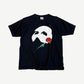 Vintage Phantom of the Opera black tee front with iconic white half-mask and single red rose musical graphic print.