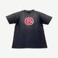 Vintage Rage Against the Machine Evil Empire tee front view in faded black with red circular e band logo