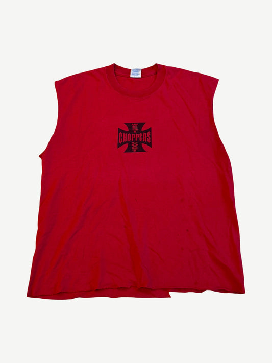 Vintage Red West Coast Choppers Cash Only Cutoff Tee