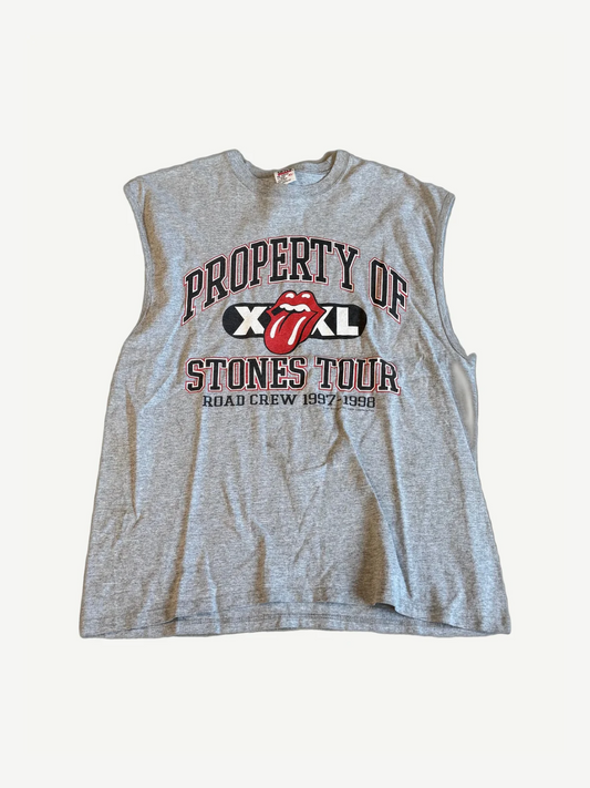 Vintage Rolling Stones Property of XXXL Road Crew Tour gray cutoff tee with tongue logo