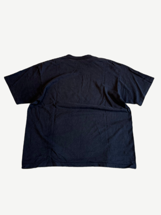 Vintage Stone Cold Steve Austin WWE tee back view in plain black, blank panel with crew neck collar