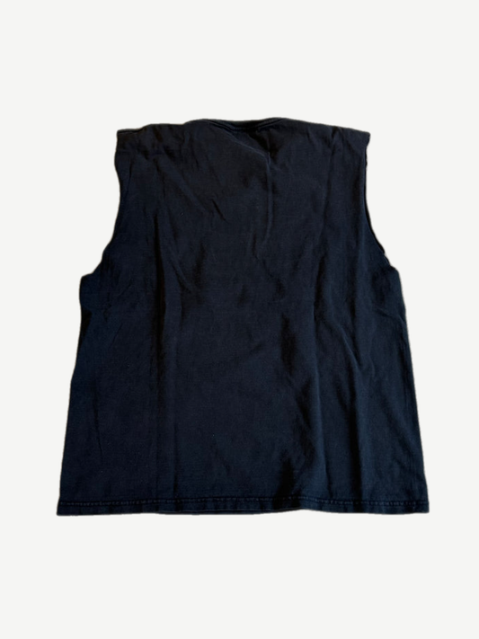 Vintage Stone Cold Steve Austin black sleeveless cutoff tee back view in faded soft cotton