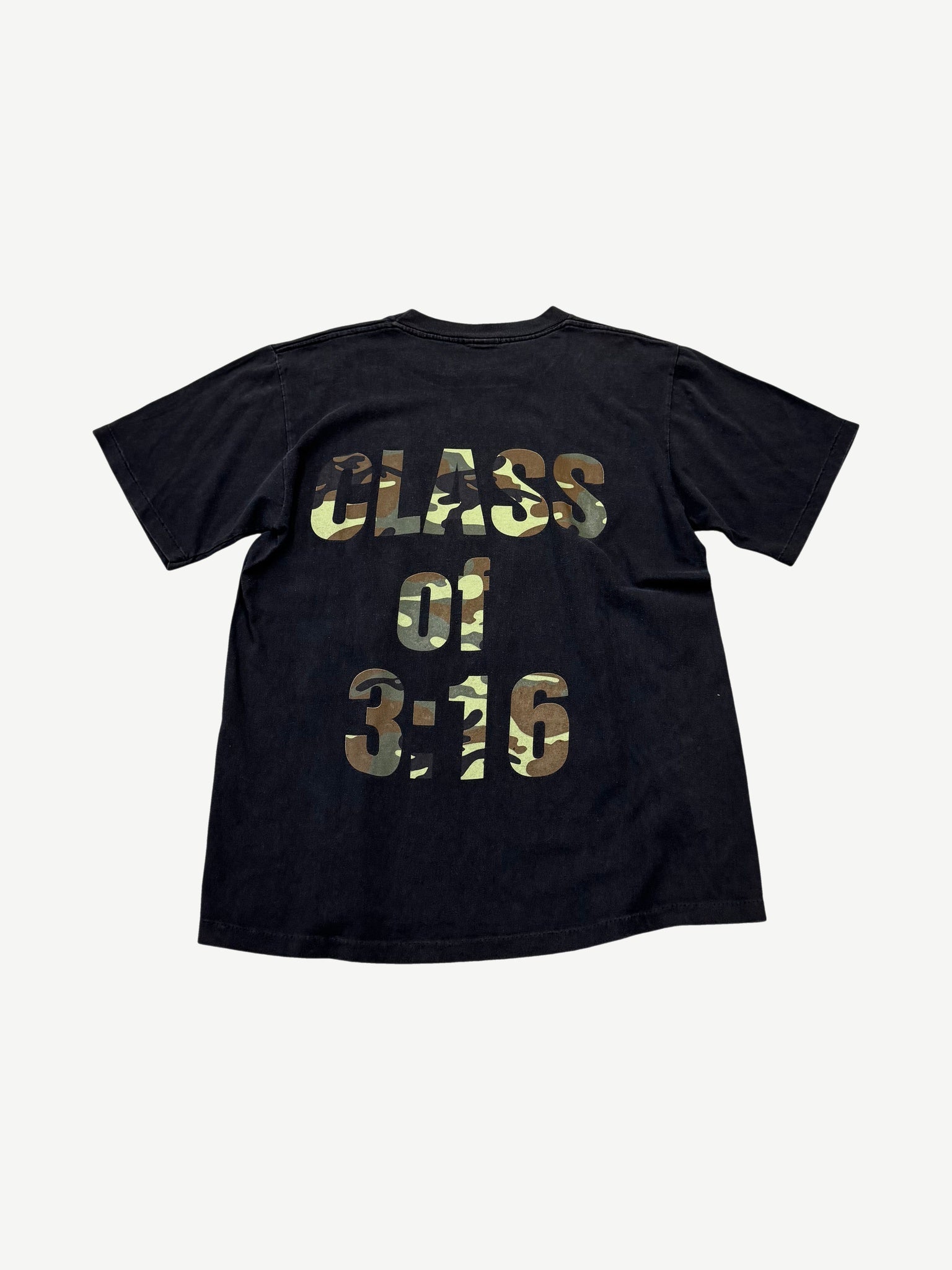 Vintage WWF Stone Cold Steve Austin 3:16 tee back view with bold graphic print on black cotton.