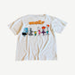 Reverse side of vintage white The Jetsons cartoon family tee shown with mirrored character lineup print