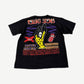 Back of vintage Rolling Stones Voodoo Lounge tour tee with 1994 world tour city list and yellow hand graphic.
