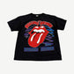 Vintage Rolling Stones 1994 Voodoo Lounge tour tee in black with classic red tongue logo printed at chest.