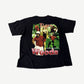Vintage Tiger Woods rap tee black back with red Woods text and golfer collage Professional Golfer print.