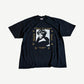 Vintage Tina Turner 1997 World Tour tee front in faded black with gold-framed portrait print and tour text