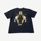 Vintage 2Pac Life Goes On tee back with photo of Tupac's back and gold gothic script text