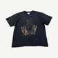 Vintage Tupac Shakur black rap tee front with shirtless 2Pac portrait and gothic logo text