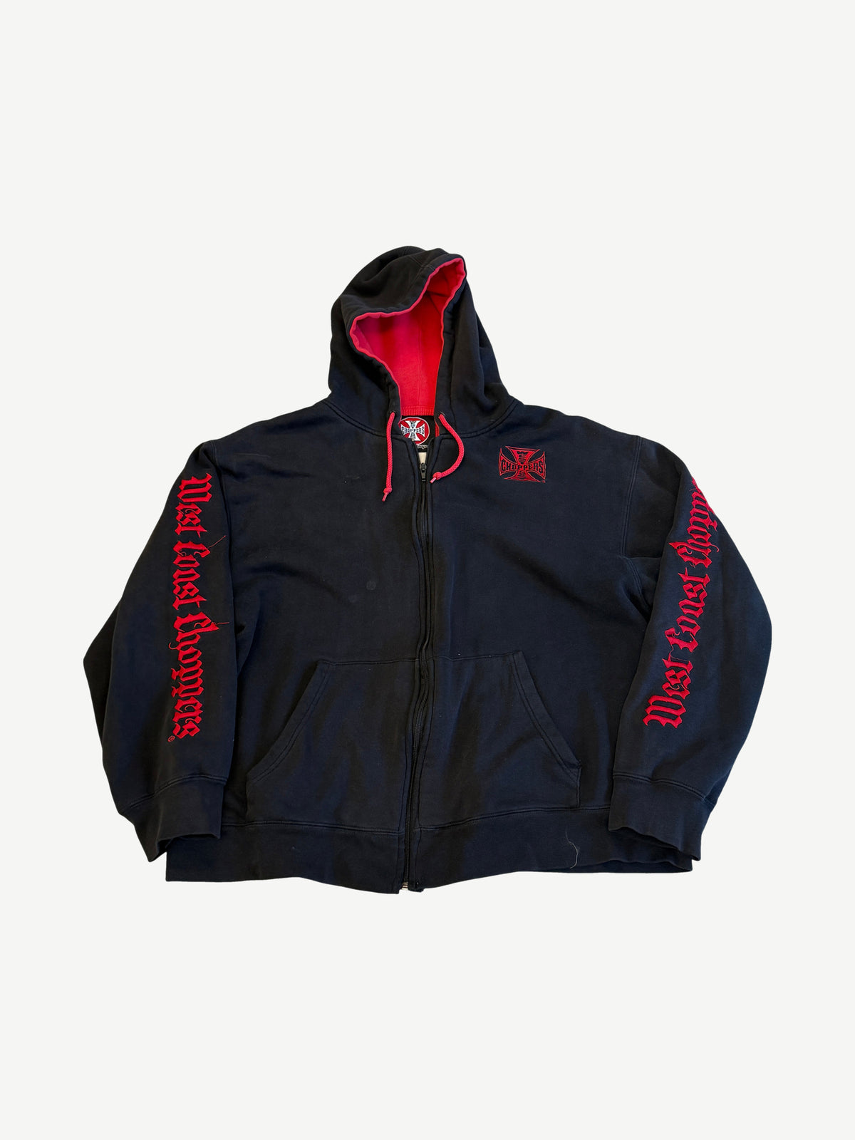 Vintage West Coast Choppers Black Red Thermal Lined Zipup