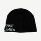 Vintage West Coast Choppers knit beanie back view in black with folded cuff and clean panel.