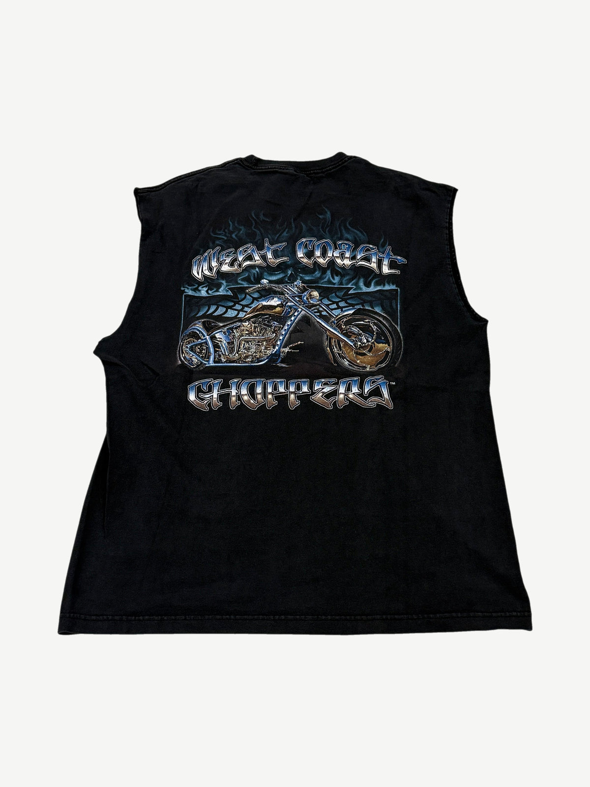 Vintage West Coast Choppers Blue Flame Motorcycle Cutoff Tee