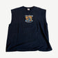 Vintage West Coast Choppers Forever cutoff tee front view in black with iron cross and biker graphic print