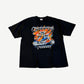 Vintage West Coast Choppers black tee front with Choppers Forever motorcycle and orange flame graphic.
