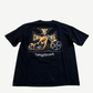 Vintage West Coast Choppers black tee back with orange chopper motorcycle and Long Beach script print