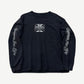 Vintage West Coast Choppers black longsleeve front with chrome iron cross logo and Choppers For Life sleeves