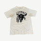 Vintage white Sturgis 1993 Black Hills Rally tee with bull skull and feathers graphic at center chest