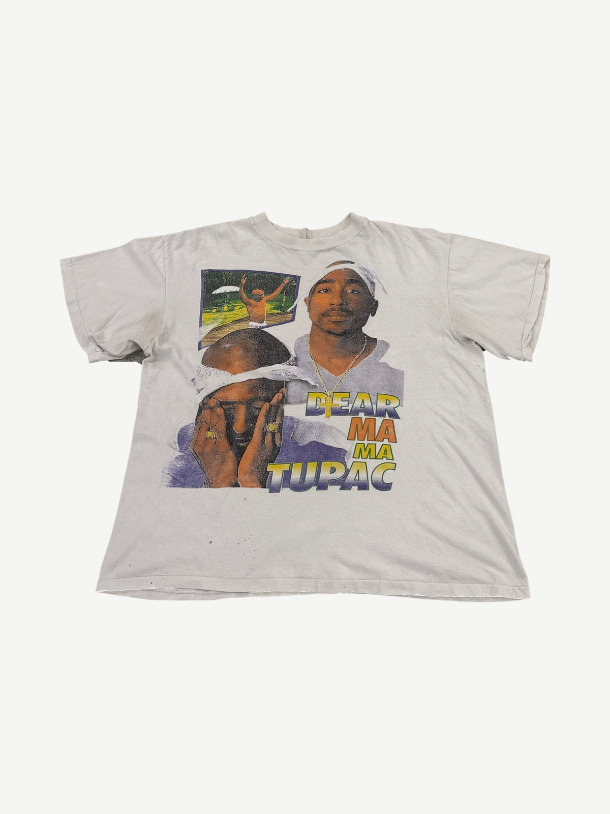 Vintage White Tupac Shakur Dear Mama Rap Tee