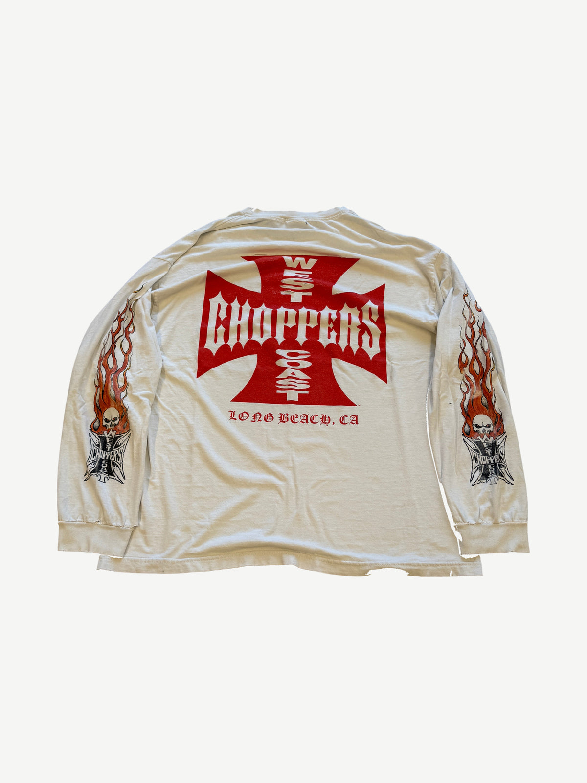 Vintage White West Coast Choppers For Life Flame Longsleeve