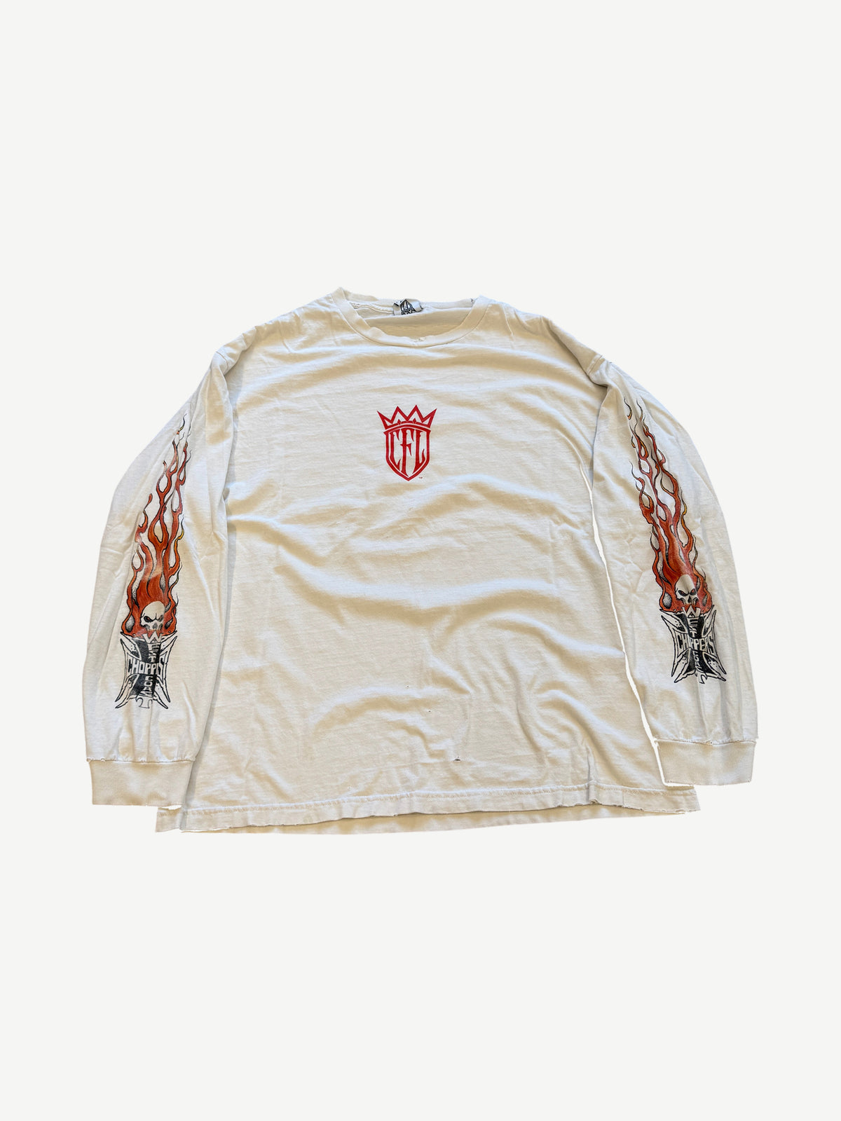 Vintage White West Coast Choppers For Life Flame Longsleeve