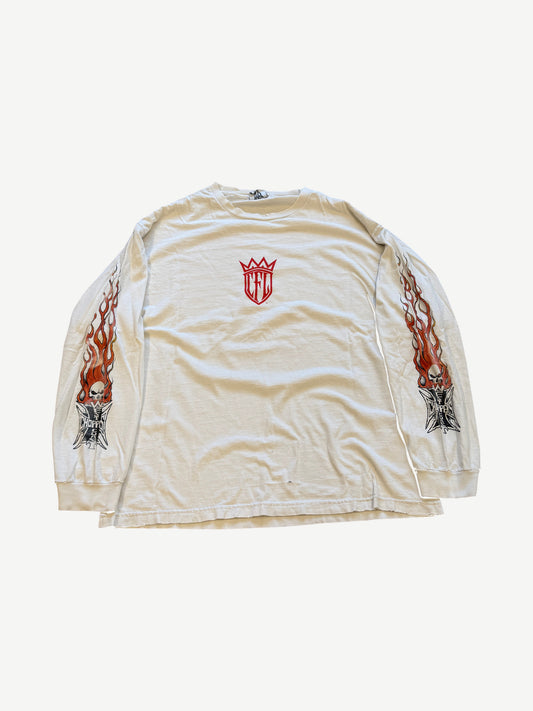 Vintage White West Coast Choppers For Life Flame Longsleeve