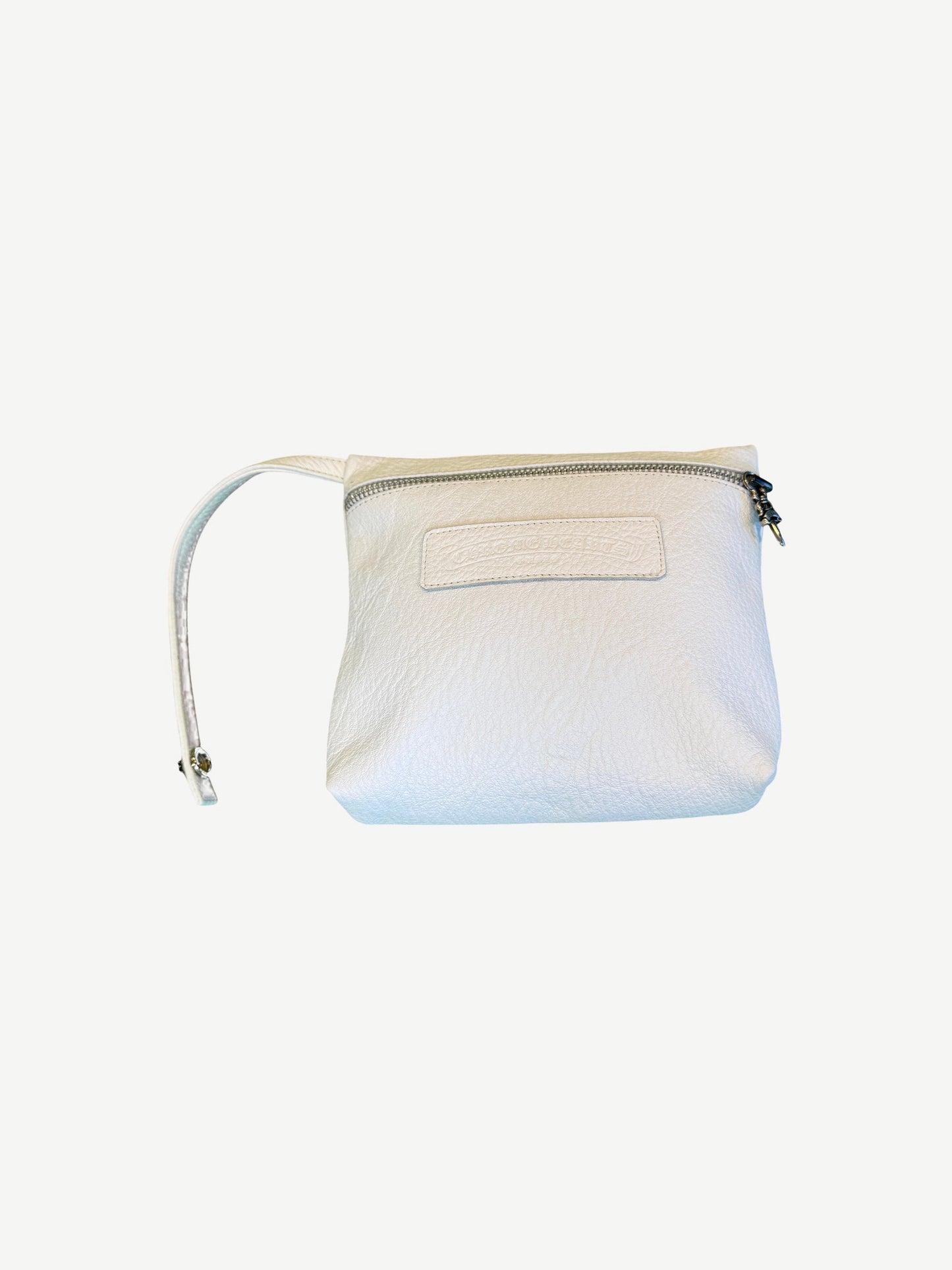 White Chrome Hearts Leather Zip Pouch