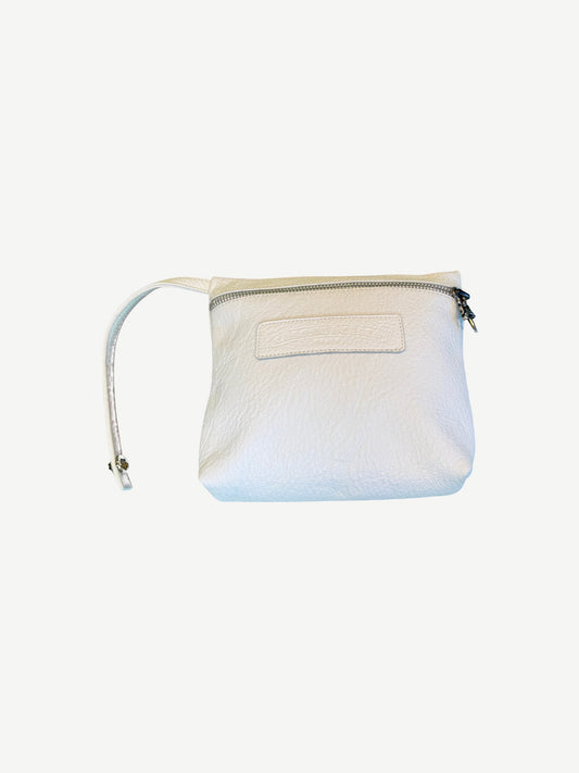 White Chrome Hearts Leather Zip Pouch